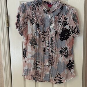 Sunny Leigh Floral Blouse - Pink, Black, and Gray
